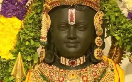 ଦିବ୍ୟ ଆଭୂଷଣରେ ପୂର୍ଣ୍ଣ ରାମଲାଲାଙ୍କ ମୂର୍ତ୍ତି